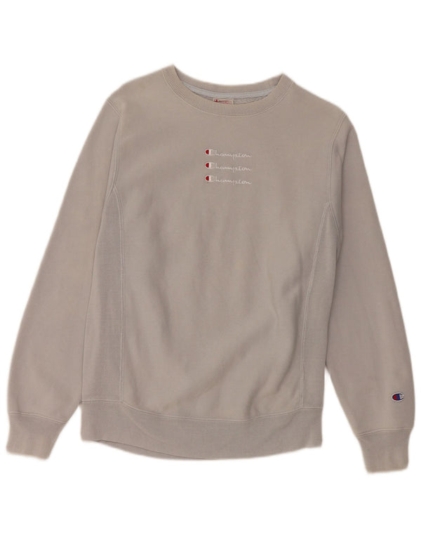 Jumper de moletom gráfico feminino Champion UK 10 pequeno algodão cinza