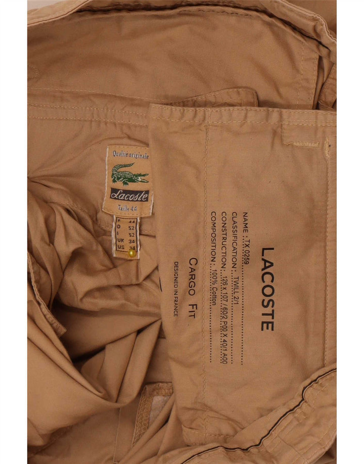 Lacoste Mens Cargo Shorts Tamanho 44 Grande W34 Algodão Bege