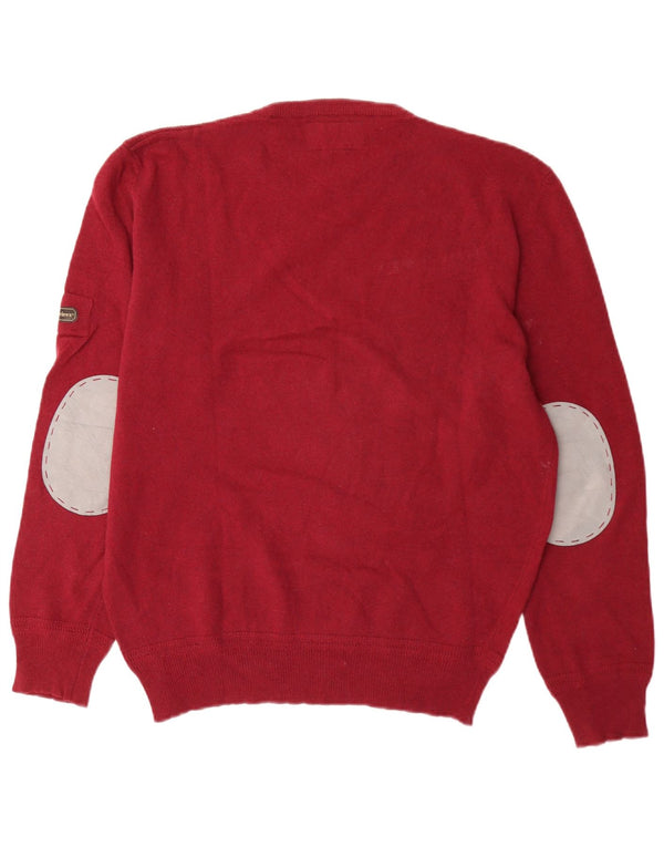 Suéter masculino Avirex com gola redonda XL lã virgem cor de vinho