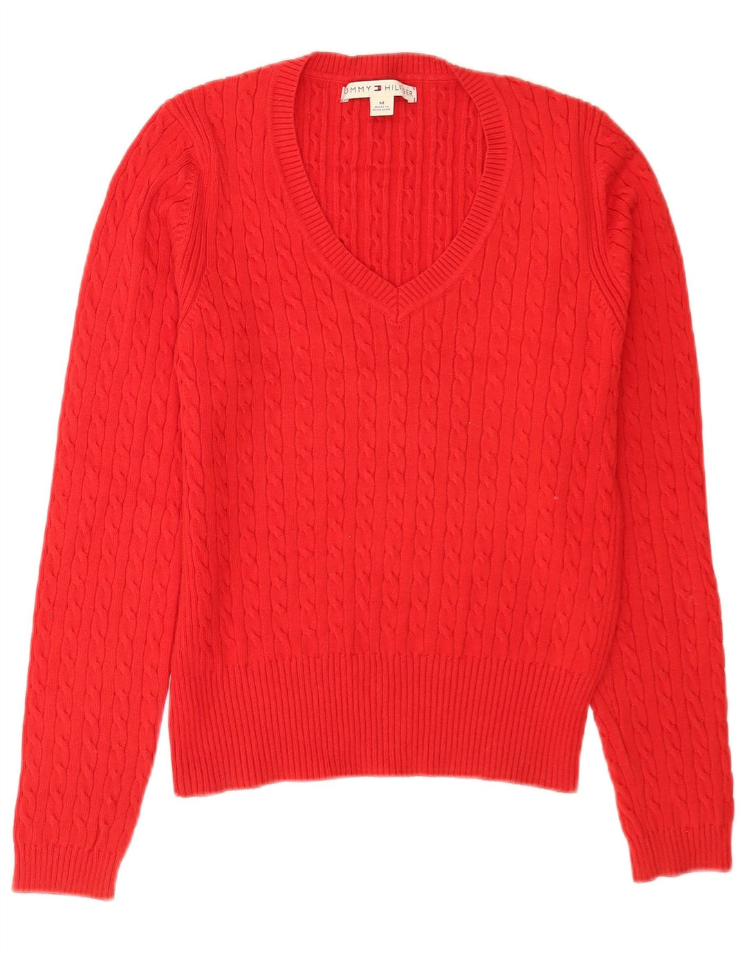 Suéter feminino Tommy Hilfiger regular fit com decote em V Reino Unido 12 médio vermelho