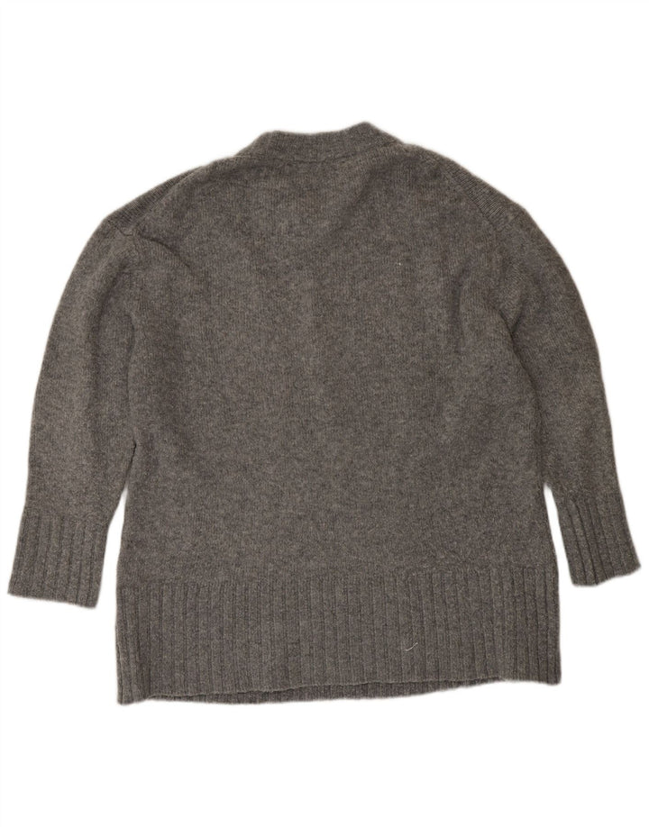 Zara Suéter feminino oversized com gola redonda Reino Unido 14 cinza médio acrílico