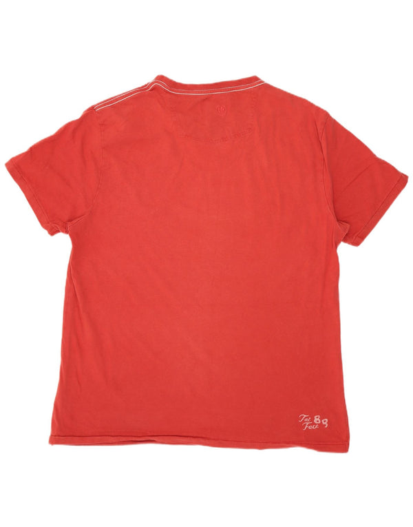 Camiseta gráfica masculina Fat Face Top médio algodão vermelho