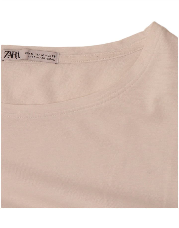 Blusa feminina ZARA UK 14 médio branco paisley