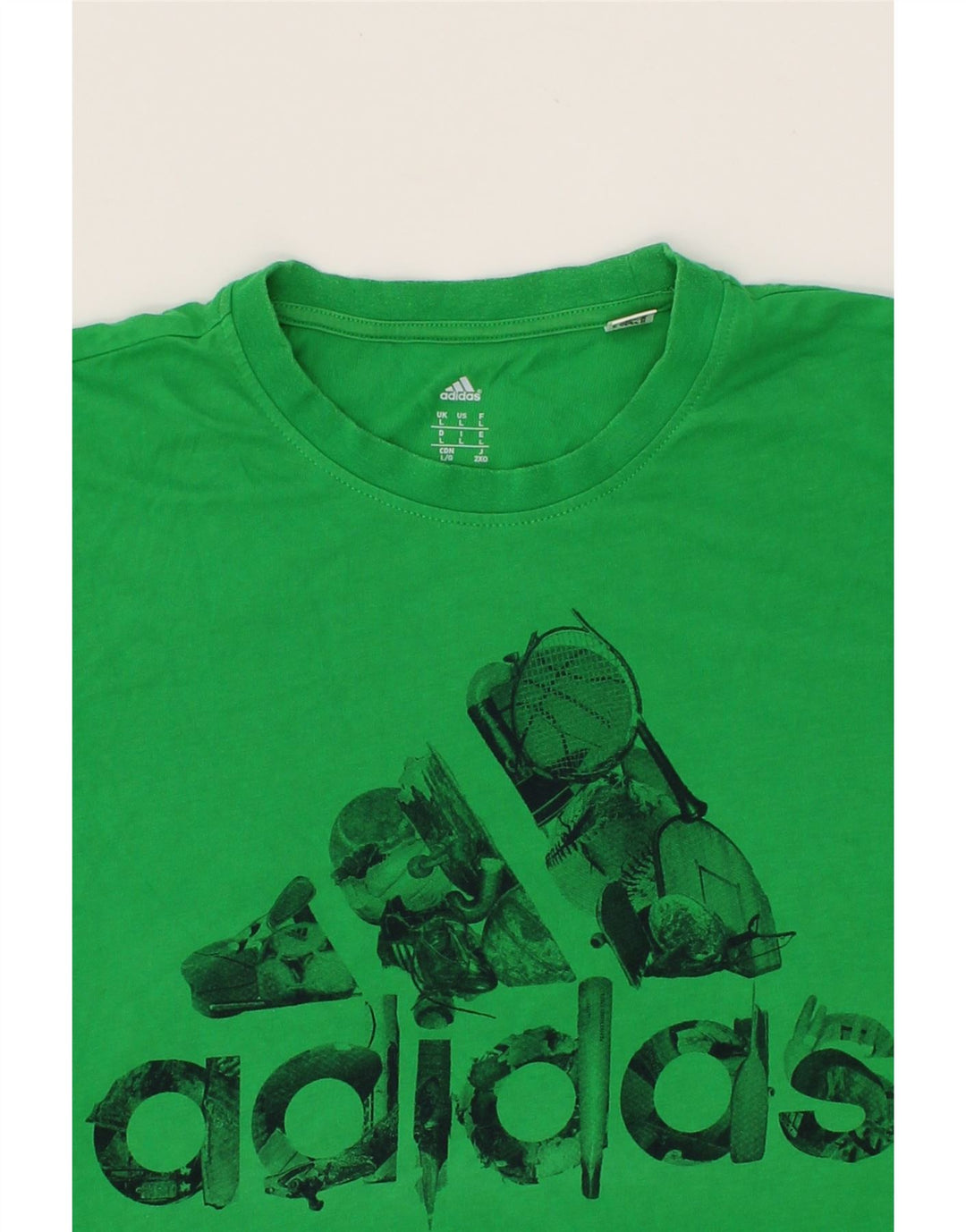 ADIDAS Mens Graphic T-Shirt Top Large Green Cotton Vintage Adidas and Second-Hand Adidas from Messina Hembry 
