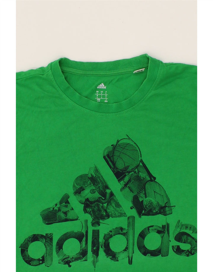 ADIDAS Mens Graphic T-Shirt Top Large Green Cotton Vintage Adidas and Second-Hand Adidas from Messina Hembry 
