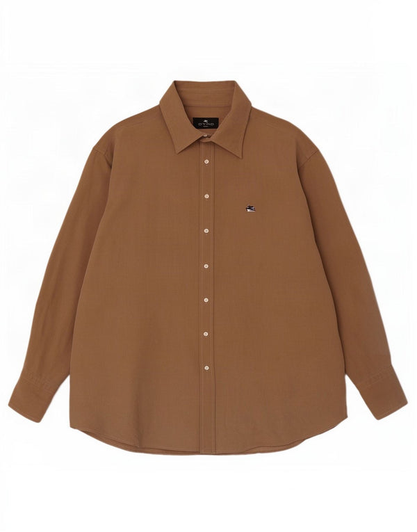 Camisa masculina Etro tamanho 43 XL algodão bege