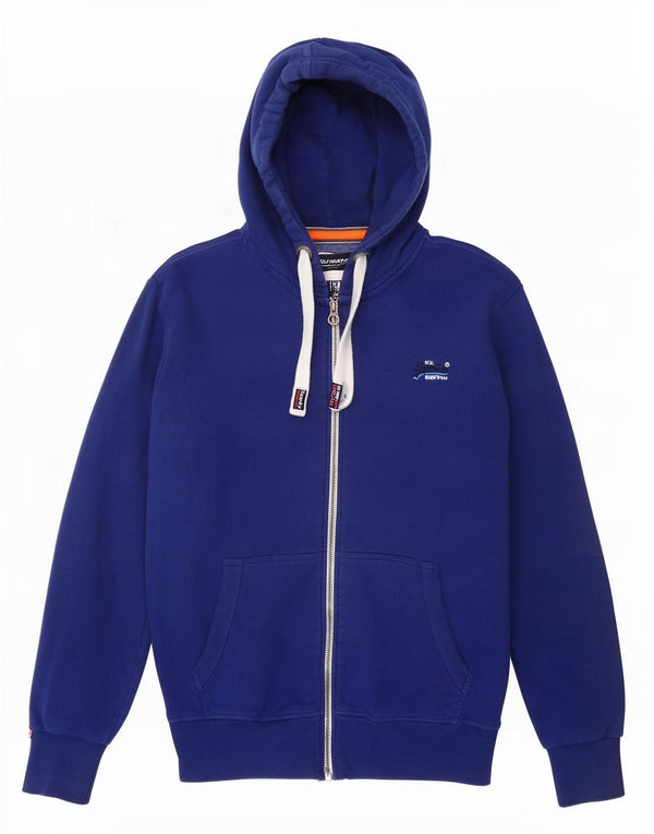 Suéter masculino Superdry com capuz e zíper 2XL algodão azul