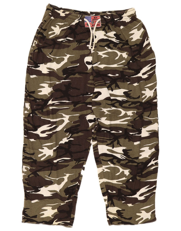 VINTAGE Mens Tracksuit Trousers 2XL  Green Camouflage