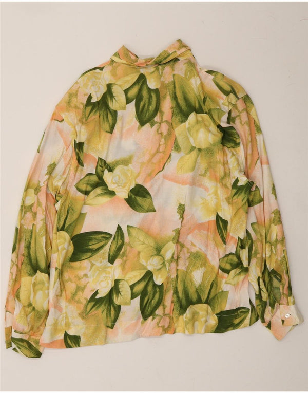 Camisa feminina VINTAGE UK 10 pequena floral amarela