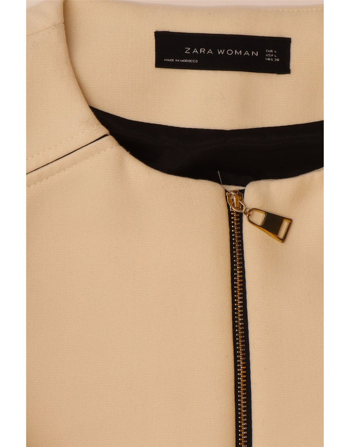 Sobretudo feminino Zara UK 16 grande poliéster branco