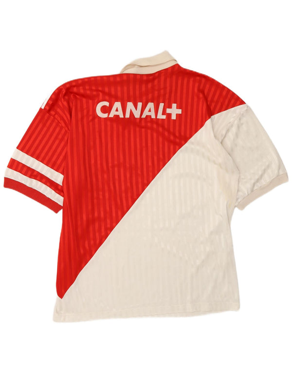 Adidas Mens Monaco Home 1990-1991 Camisa de futebol grande vermelha esportiva