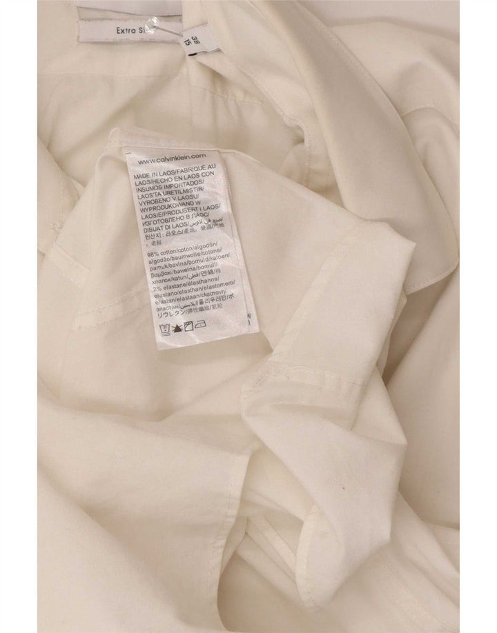 Camisa masculina Calvin Klein Slim Fit tamanho 38 15 algodão branco médio