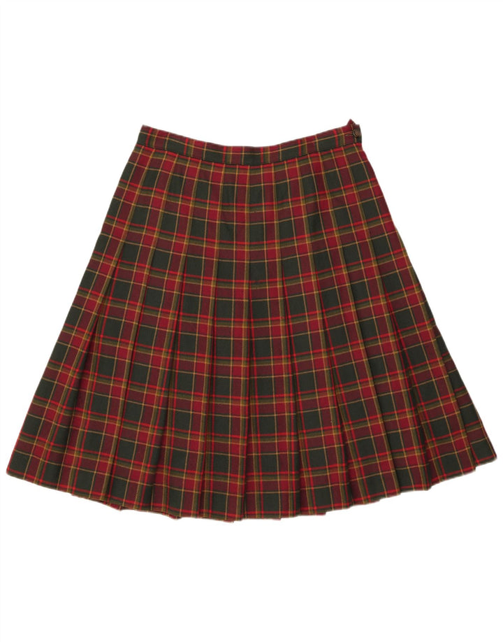 Steinbock Saia feminina plissada com faca W32 grande xadrez vermelho