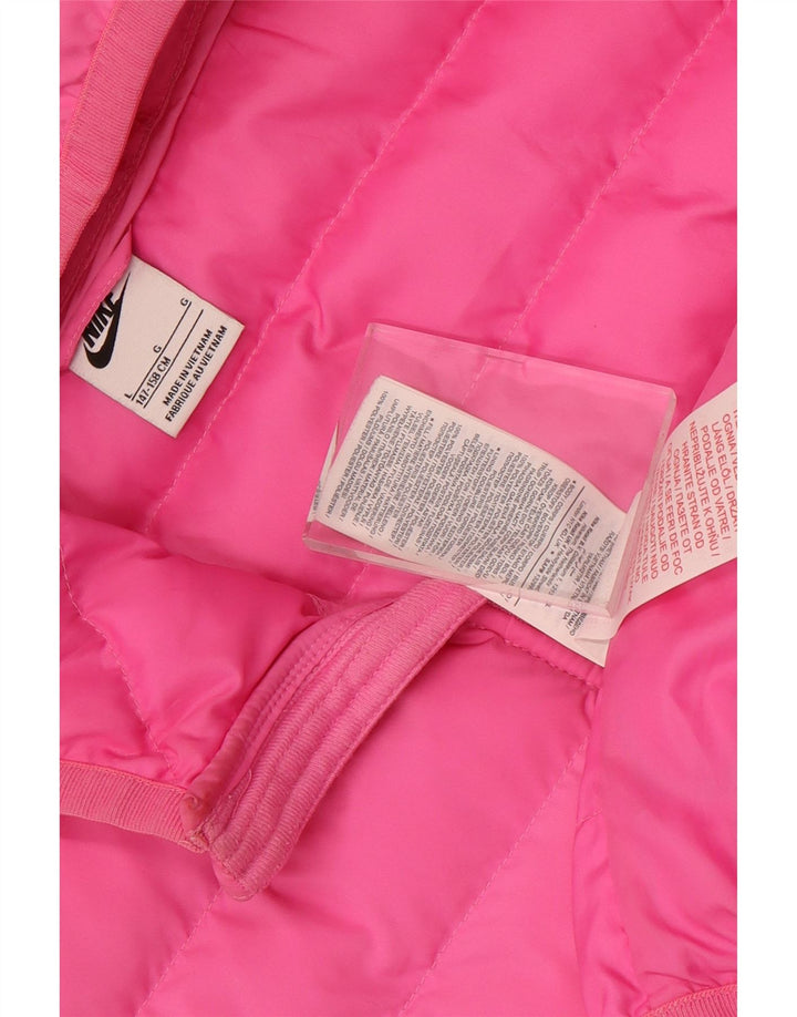 Jaqueta acolchoada com capuz Nike Boys 12-13 anos grande poliéster rosa