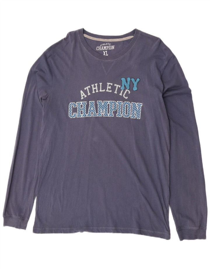 Campeão Mens Gráfico Top Manga Longa XL Azul