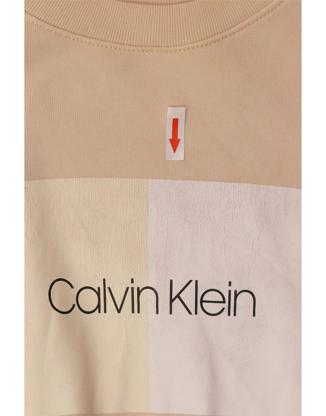 Calvin Klein moletom feminino gráfico oversized jumper Reino Unido 10 pequeno bege