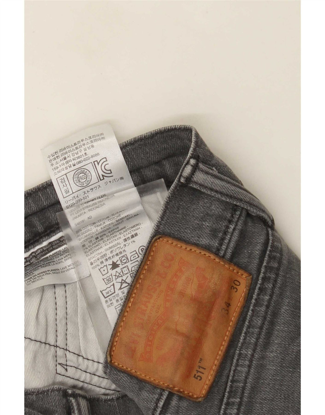 Levi's Mens Slim Jeans W34 L30 Cinza Algodão