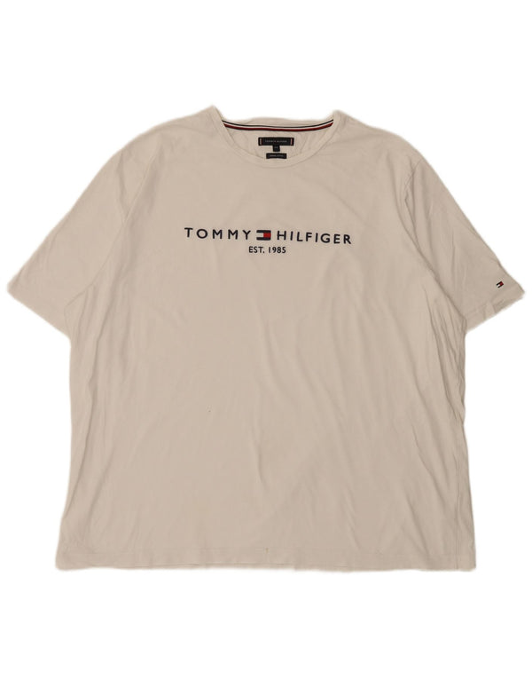 Camiseta masculina alta com estampa Tommy Hilfiger 4XL algodão branco