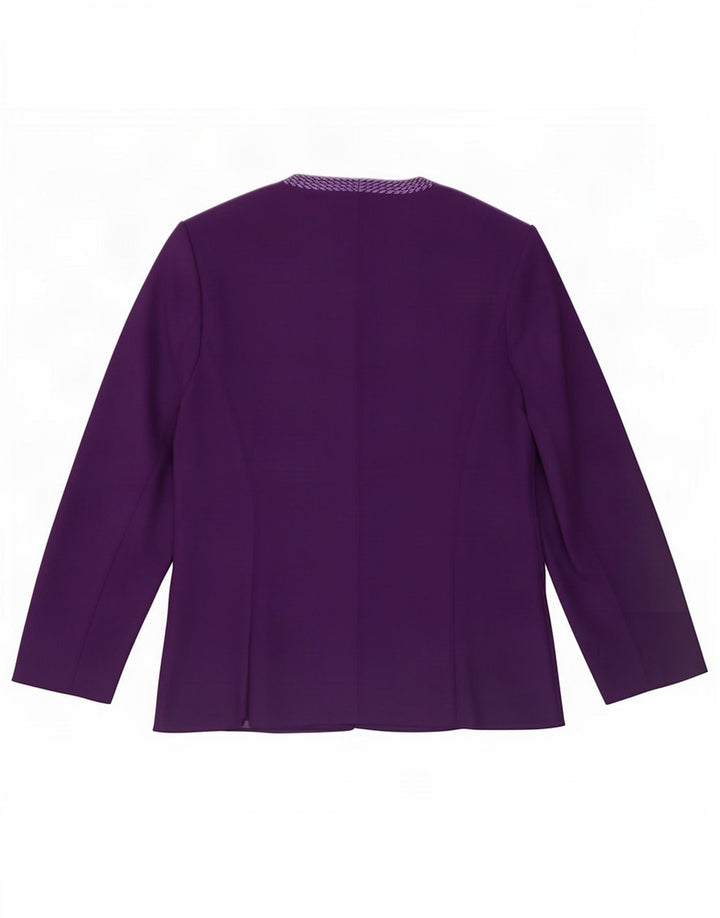 Jaqueta blazer feminina Jacques Vert com 3 botões Reino Unido 16 grande roxo poliéster
