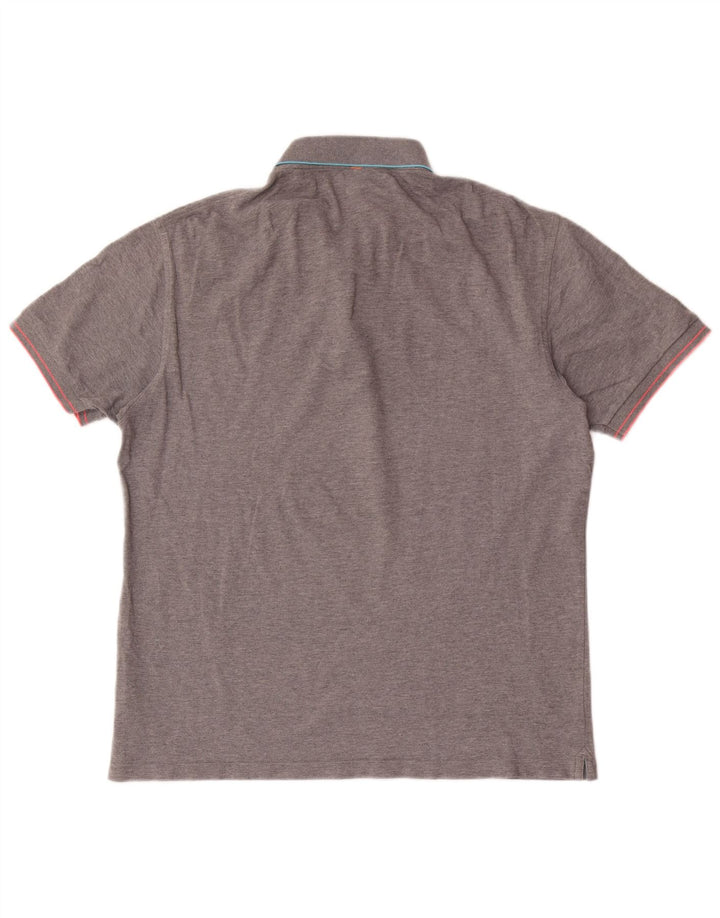 Camisa polo masculina SUN68 2XL algodão listrado cinza