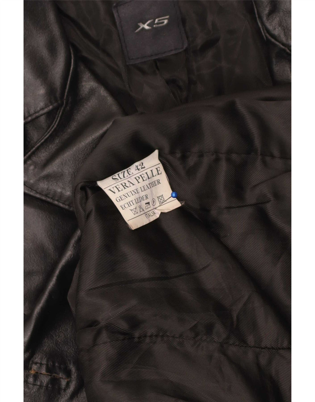 Casaco de couro feminino vintage IT 42 couro preto médio