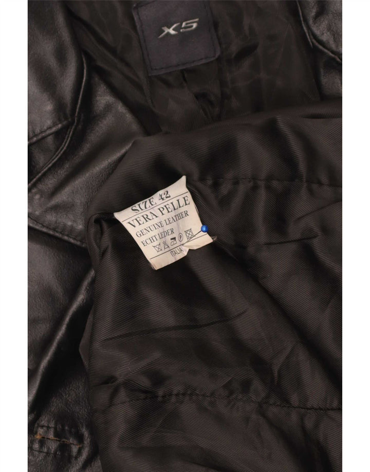 Casaco de couro feminino vintage IT 42 couro preto médio