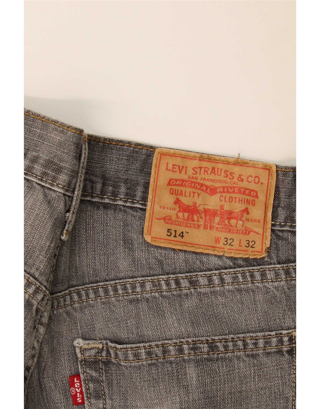 Calça jeans feminina Levi's 514 Straight W32 L32 cinza algodão