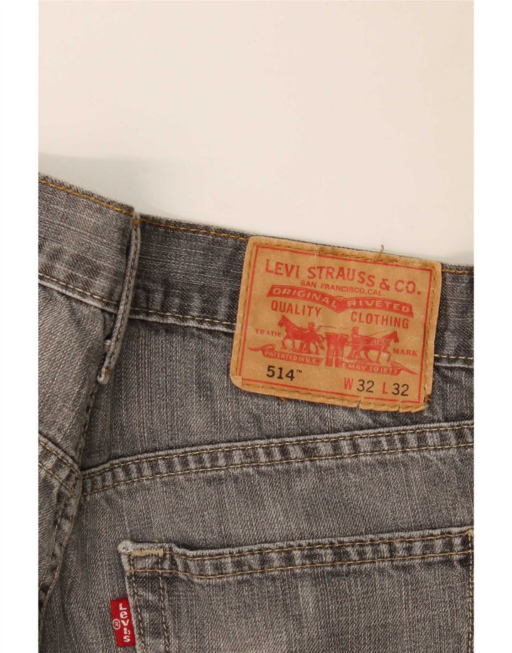 Calça jeans feminina Levi's 514 Straight W32 L32 cinza algodão