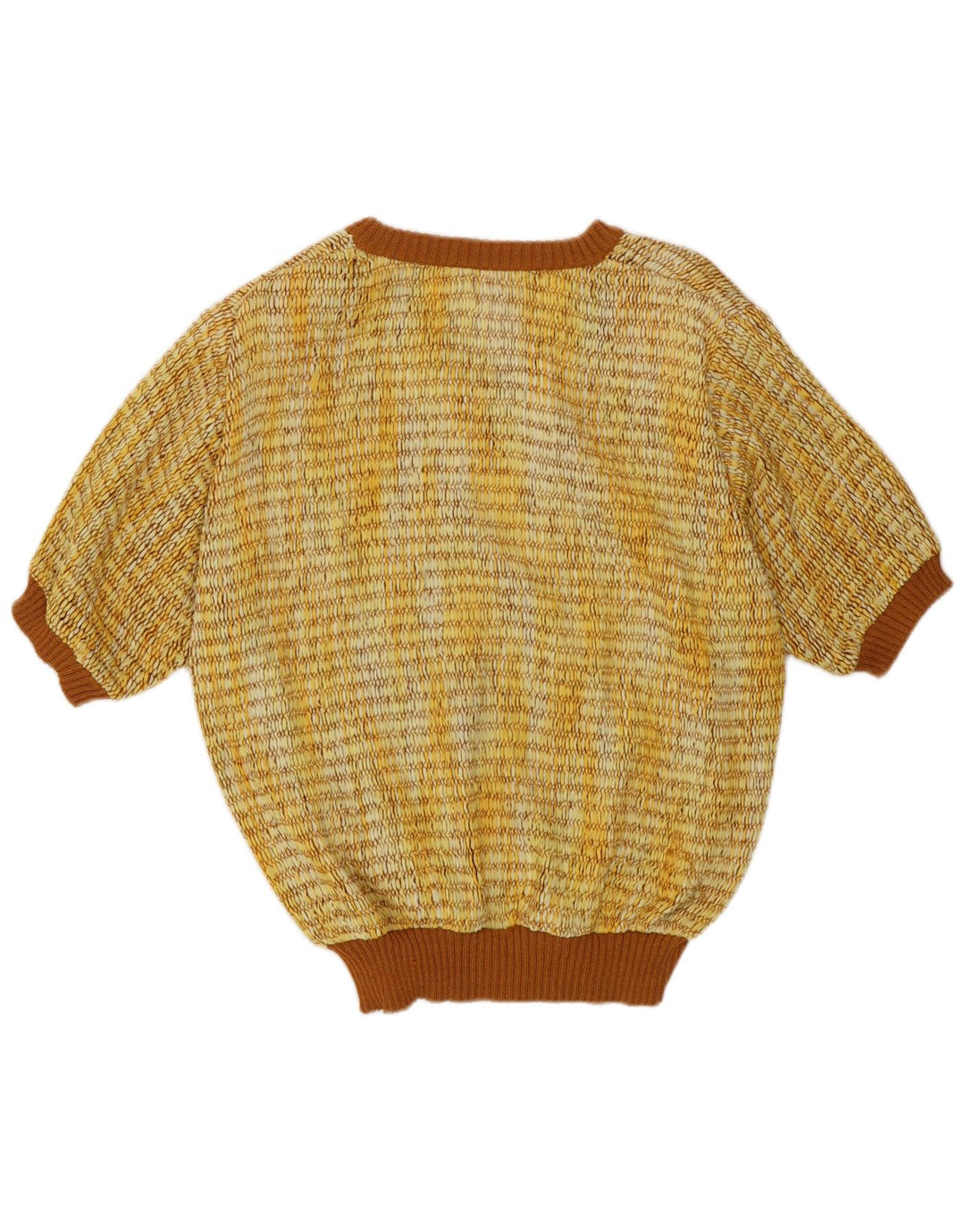 Suéter feminino vintage de manga curta com decote em V IT 44 Médio Amarelo