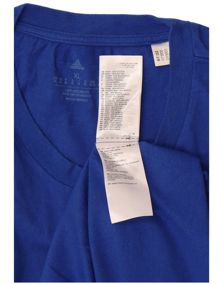ADIDAS Mens Graphic T-Shirt Top XL Azul Algodão
