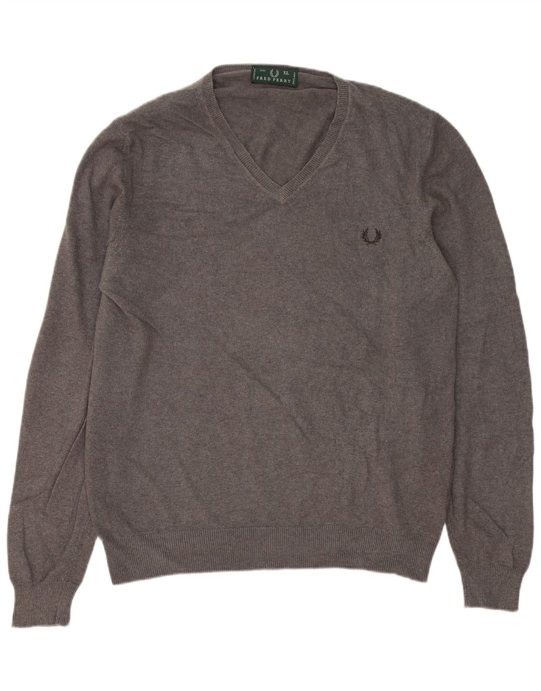 Fred Perry Suéter masculino com decote em V XL lã cinza