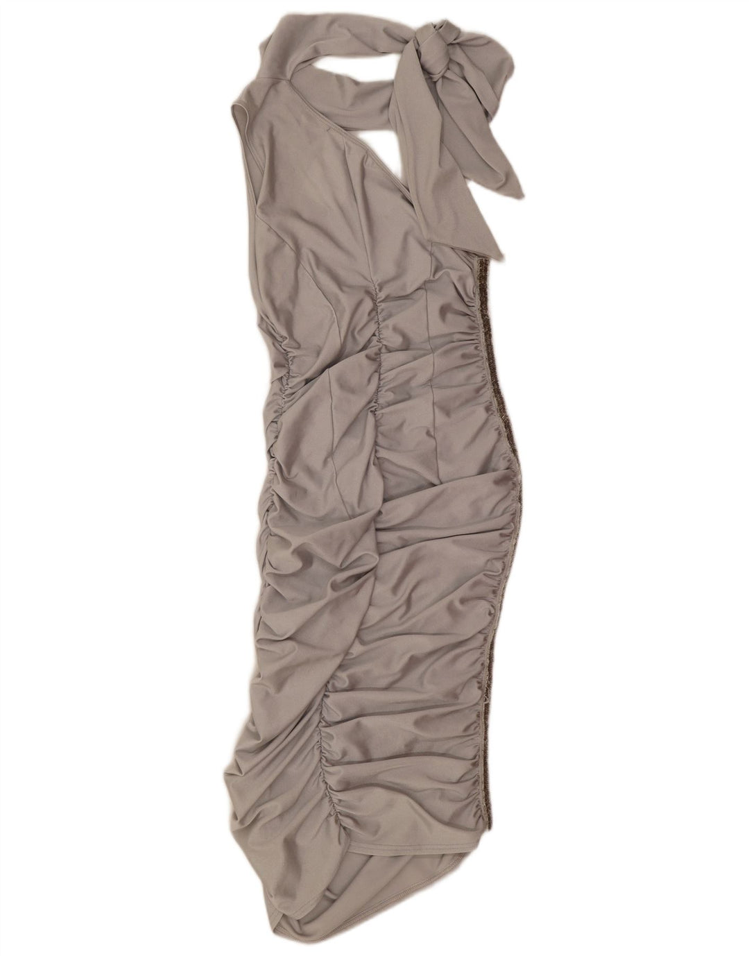 Vestido feminino vintage de um ombro Reino Unido 12 médio prata poliamida