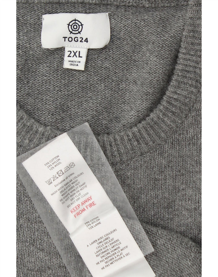 TOG 24 Suéter masculino com gola redonda 2XL algodão cinza
