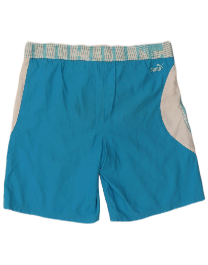 Shorts de natação masculinos Puma Graphic azul médio colorblock poliéster