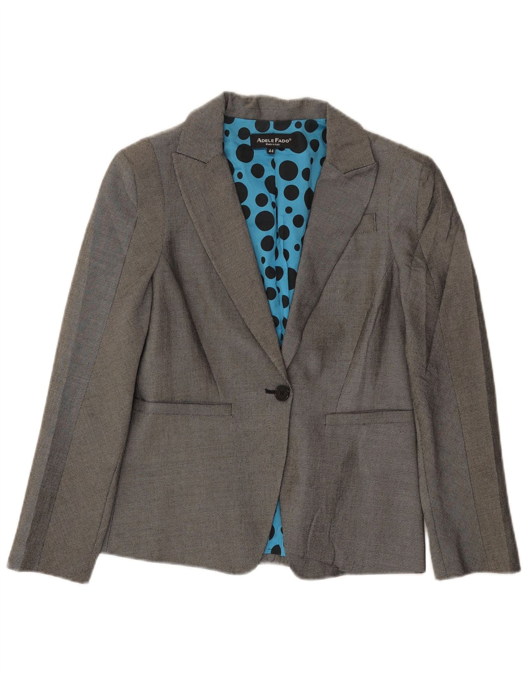 Jaqueta Blazer Feminina Adele Fado com 1 Botão IT 44 Lã Cinza Médio
