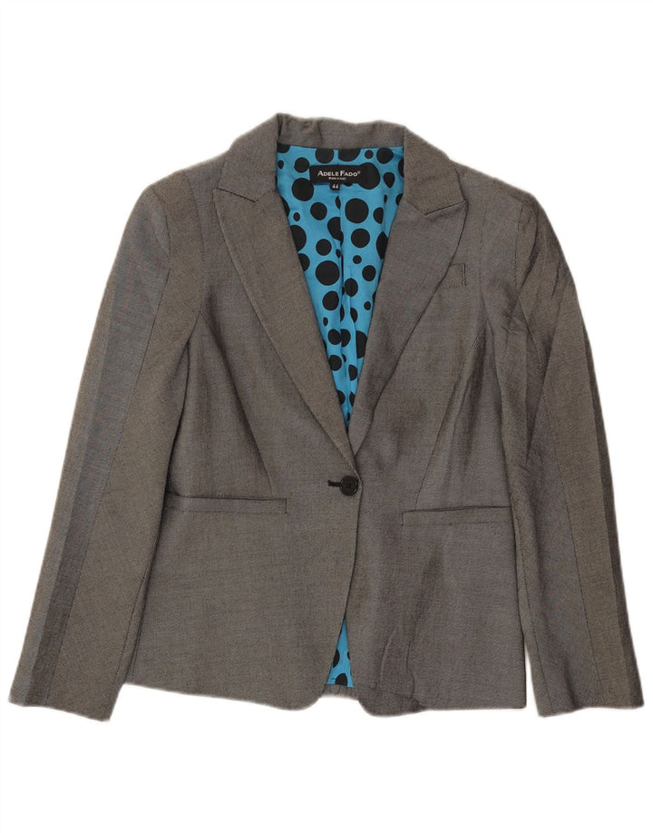 Jaqueta Blazer Feminina Adele Fado com 1 Botão IT 44 Lã Cinza Médio