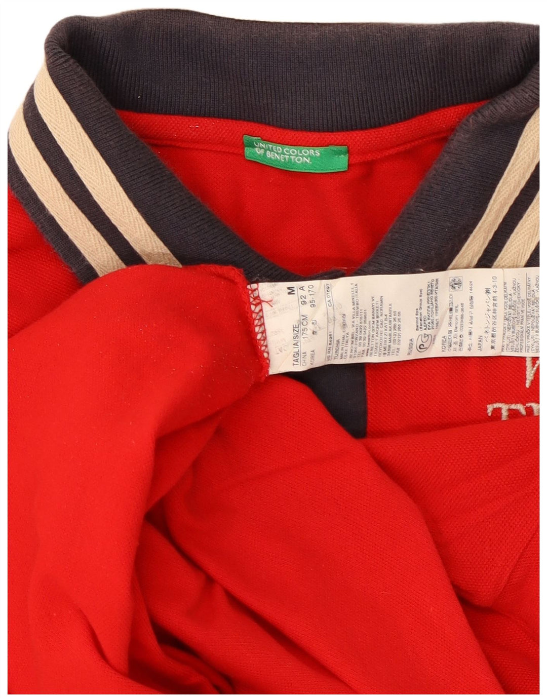 Camisa polo masculina gráfica BENETTON algodão vermelho médio