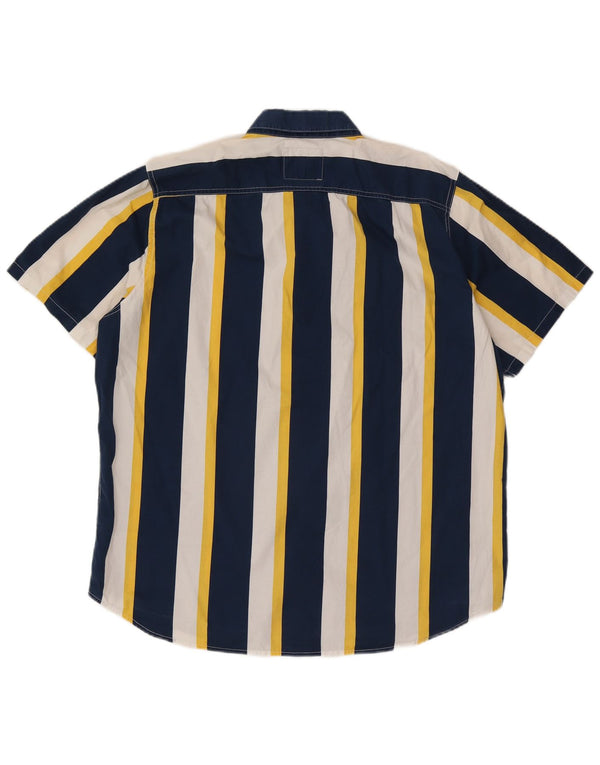 Camisa masculina Hollister de manga curta slim fit 2XL algodão listrado azul