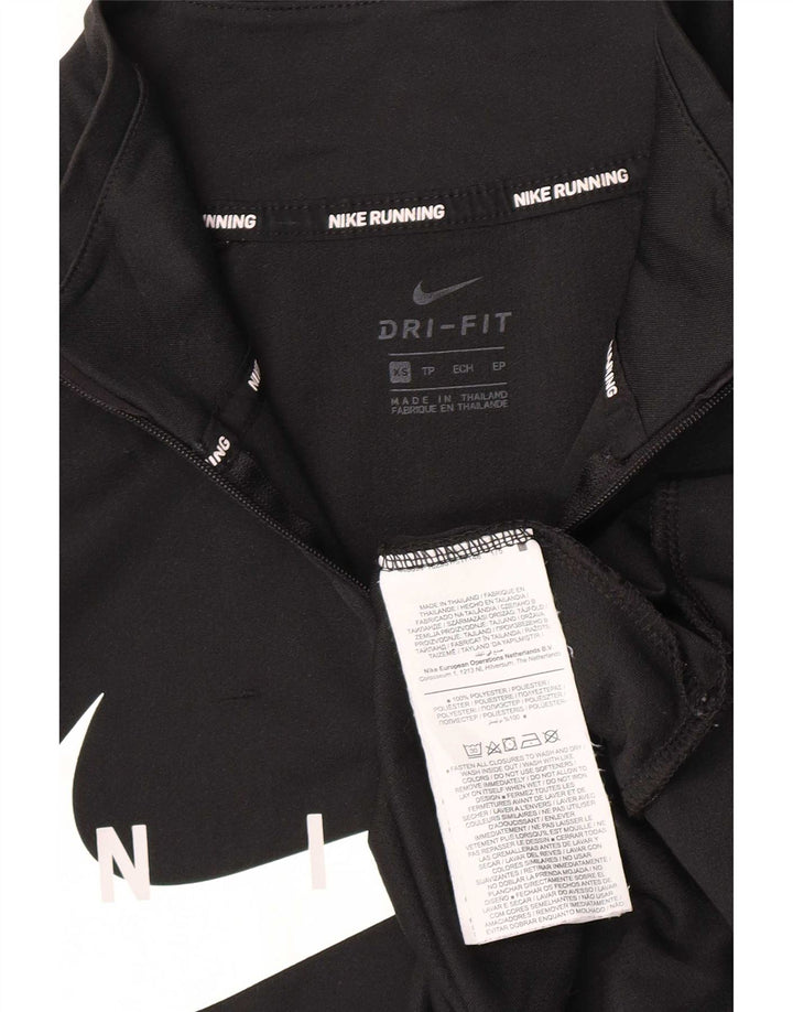 Nike Mens Zip Neck Graphic Pullover Treino Top XS Poliéster Preto