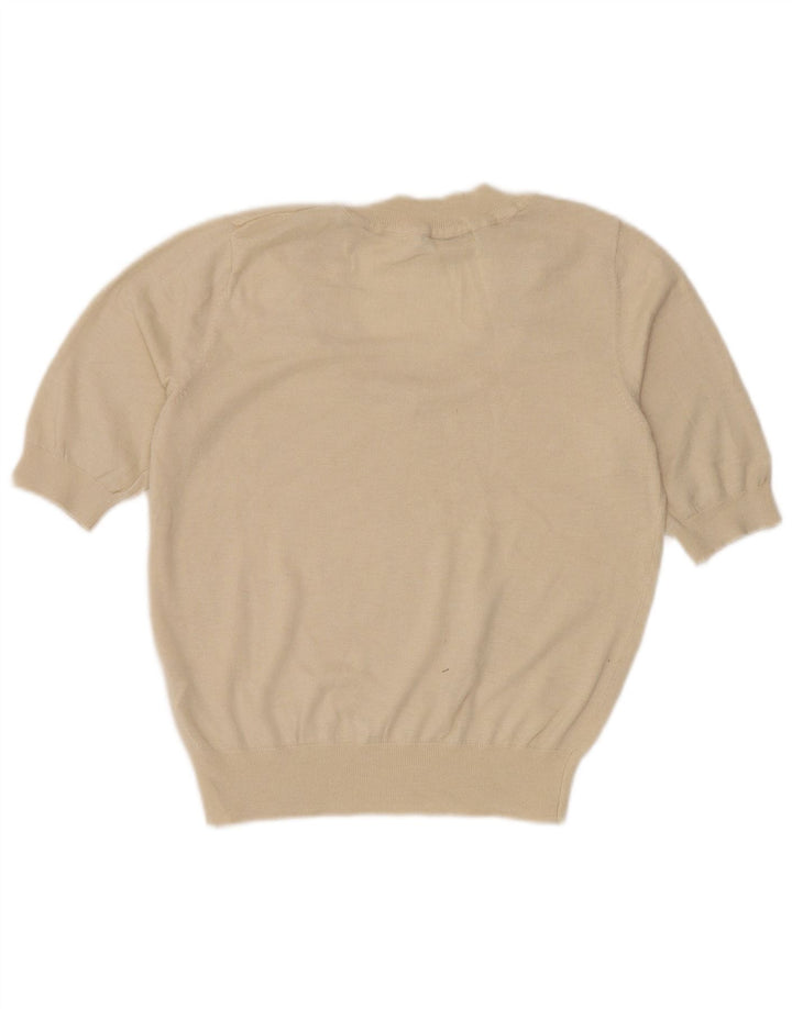 Blusa feminina de manga curta Zara UK 12 médio off white nylon
