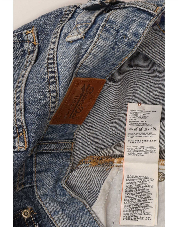 Saia jeans feminina Superdry W30 algodão azul médio