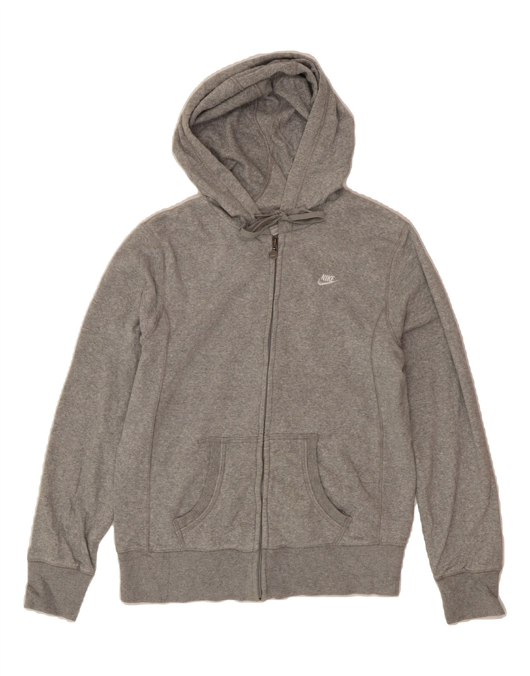 NIKE Womens Zip Hoodie Sweater US 12/14 Large Grey Cotton Vintage Nike and Second-Hand Nike from Messina Hembry 