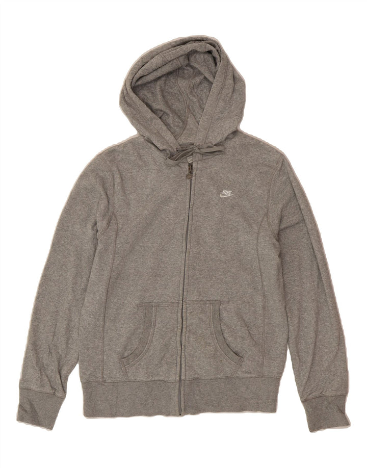 NIKE Womens Zip Hoodie Sweater US 12/14 Large Grey Cotton Vintage Nike and Second-Hand Nike from Messina Hembry 