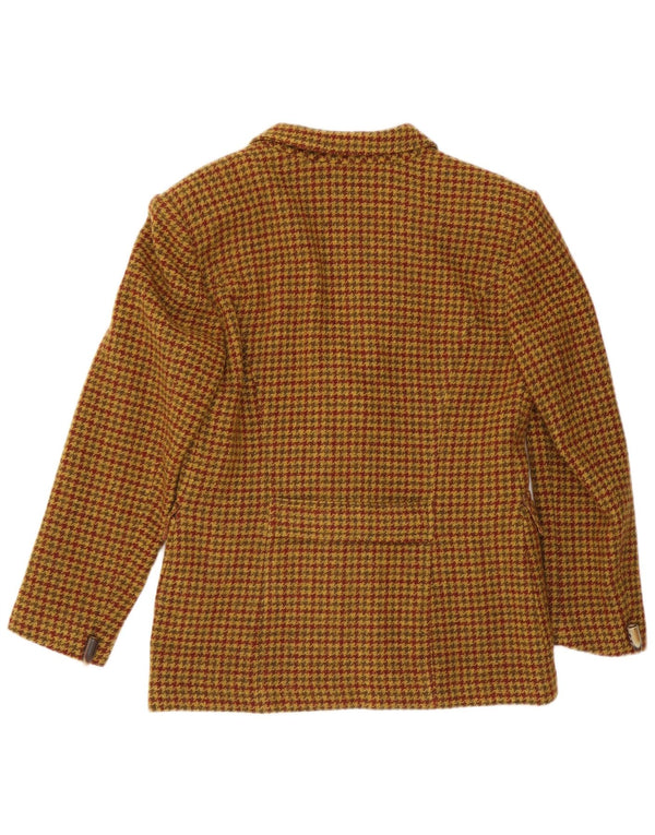 Jaqueta blazer feminina vintage com 4 botões IT 46 grande lã marrom houndstooth