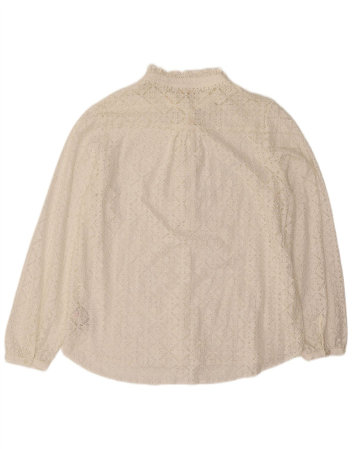 Blusa feminina grande de manga comprida Fat Face UK 16 grande floral branca