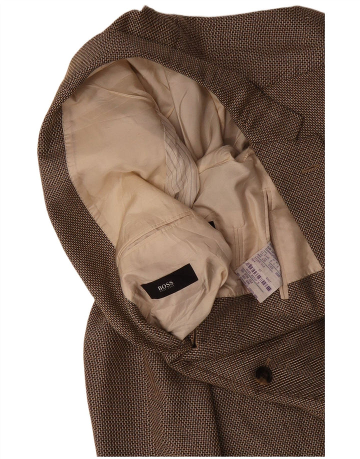 Jaqueta blazer masculina de 2 botões HUGO BOSS Reino Unido 38 seda marrom médio