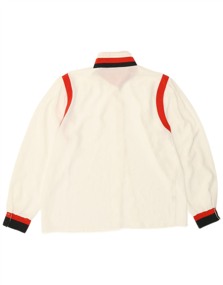 Blusa feminina Mona Reino Unido 14 grande bloco colorido branco poliéster