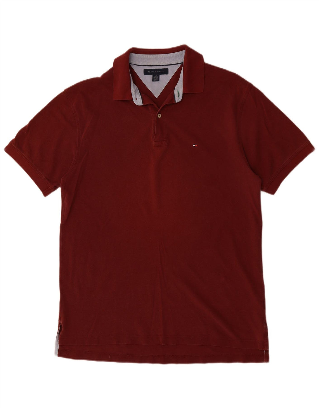 Camisa polo masculina TOMMY HILFIGER grande algodão Borgonha