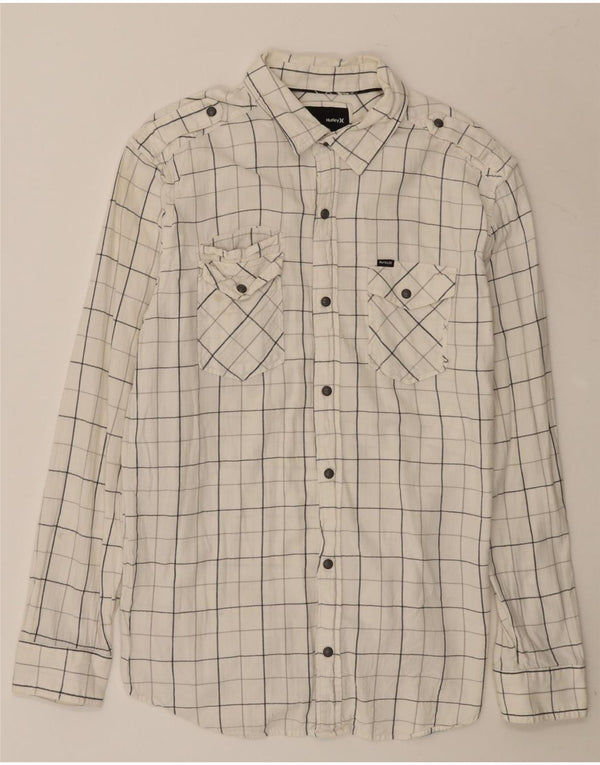 Camisa masculina Hurley grande algodão xadrez branco