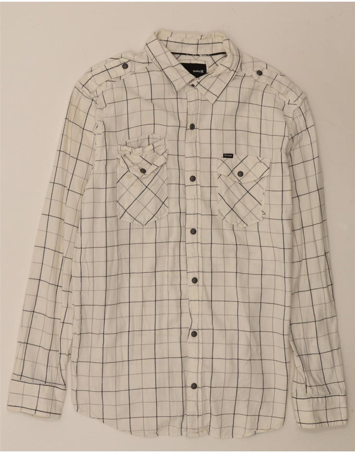 Camisa masculina Hurley grande algodão xadrez branco